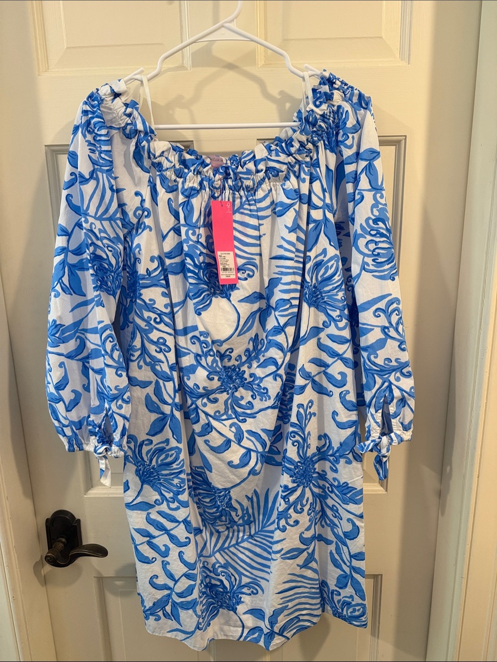 Lilly Pulitzer Blue and White Tropical Print Sundress